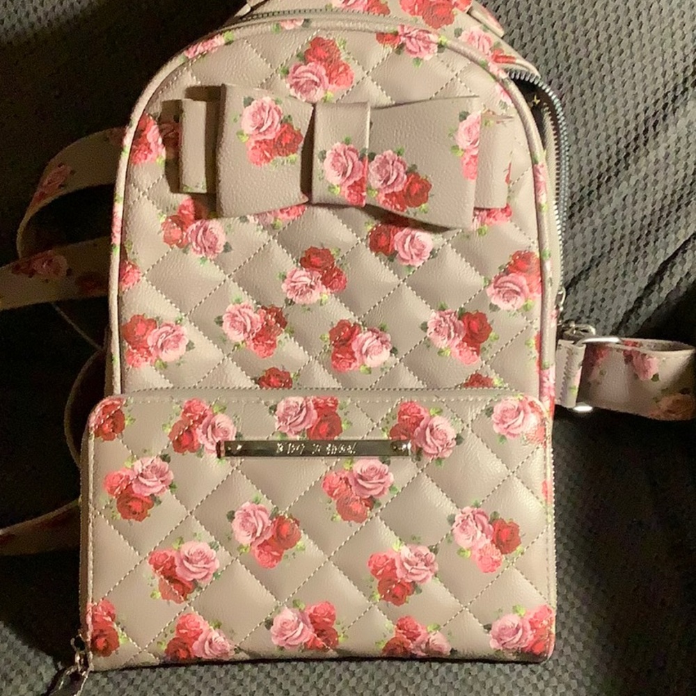 Betsey Johnson backpack and wallet